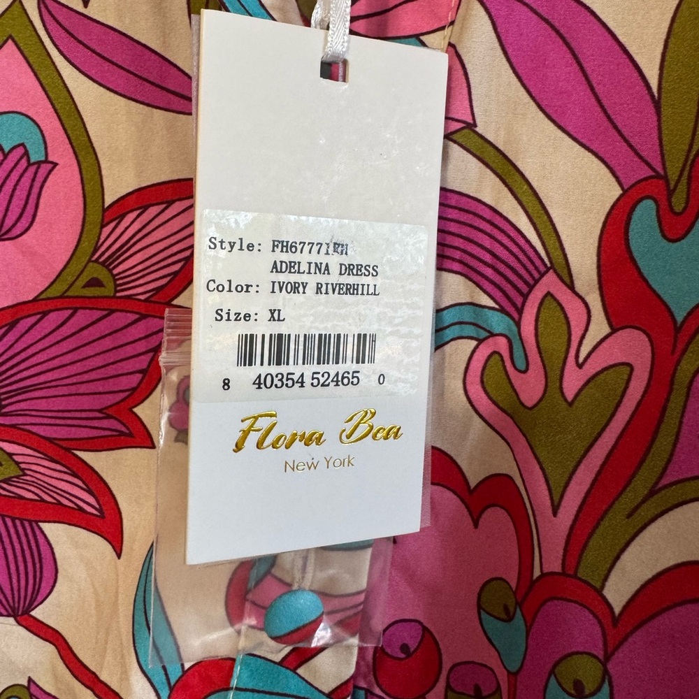 NWT Flora Bea NYC Adelina floral dress in ivory riverhill size XL - Picture 6 of 11